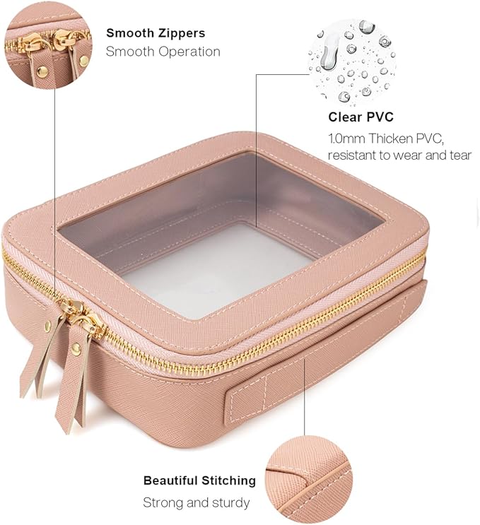 Clear Makeup Bag, Small Makeup Bag TSA Approved Toiletry Bag Cosmetic Travel Bag Cute Makeup Bag Organizer Makeup Case Pouch Car Essentials for Women Men