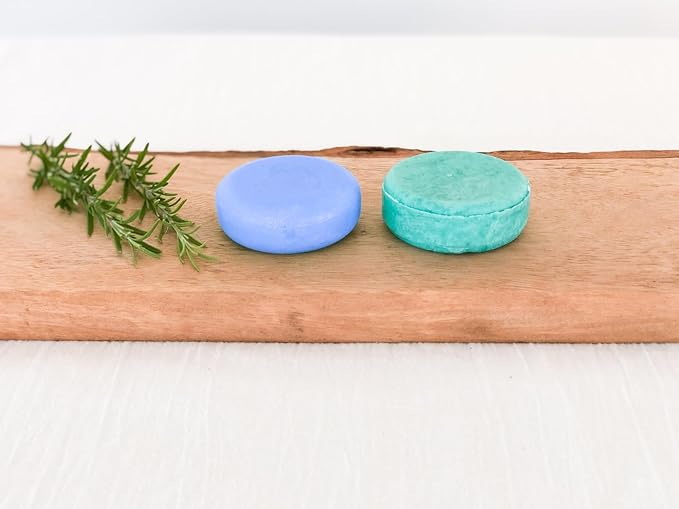 Peppermint & Rosemary Shampoo & Conditioner Bar Set, Organic, Vegan, Volumizing, Hydrating Argan Oil Conditioner & Shampoo for Curly or Straight Hair, Paraben & Sulfate Free, Made in USA