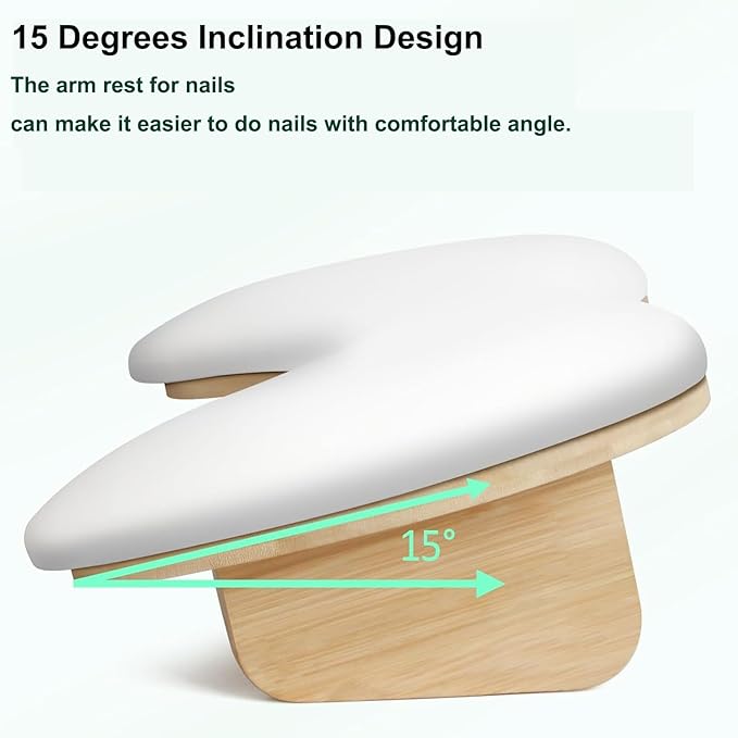 U-shaped Arm Rest for Nails Tech, Nail Arm Rest with Detachable Brackets Microfiber PU Leather Manicure Hand Rest Pillow for Nail Tech Must Haves Manicure Tools (White)