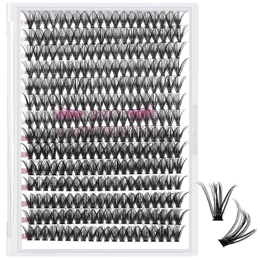 280 Pcs Individual Lashes 30D+40D Mixed Lash Clusters 14 Rows Cluster Lashes that Look Like Eyelash Extensions DIY Lash Extension Self Application At Home (30+40-C-18)