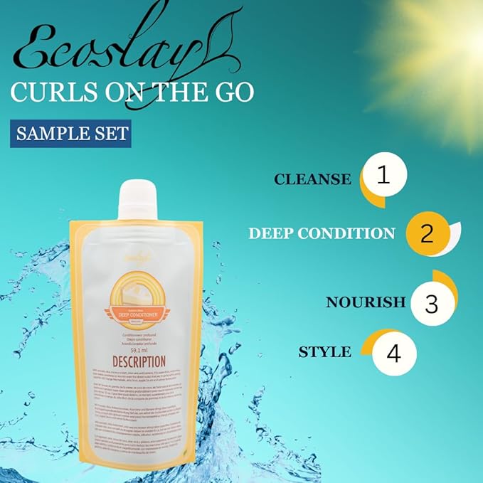 Ecoslay Curls-on-the-go Sample Set - Travel Size Curly Hair Products Set - TSA Approved Curly Hair Travel Size Products - Perfect Curly Hair Gift Set