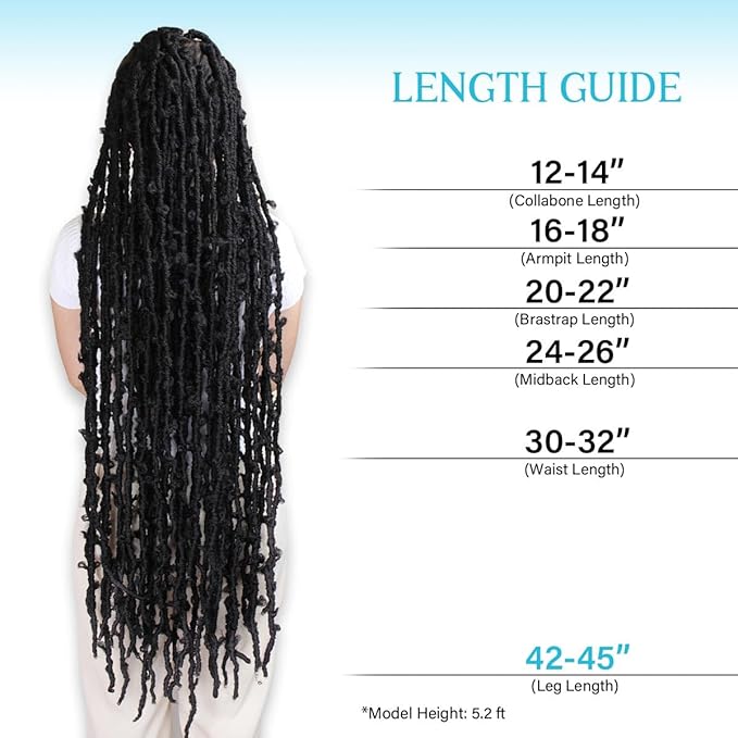45 inch Butterfly Locs Wig, Extra Long Knotless Big Triangle Part Full Double Lace DistressedLocs Wigs, Butterfly Faux Locs Wigs Pre-Plucked with Baby Hair