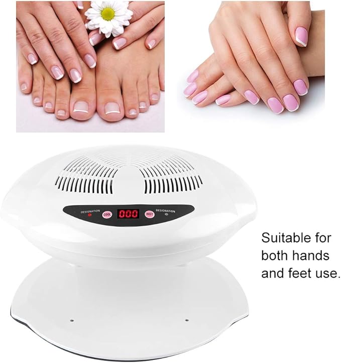 Nail Dryer Hot & Cold Air Nail Dryer Warm-Cool Nail Polis Drying Fan Manicure Tool White UV Gel Nail Lamp for Fingernail & Toenail Gels Based Polishes US Plug 110v