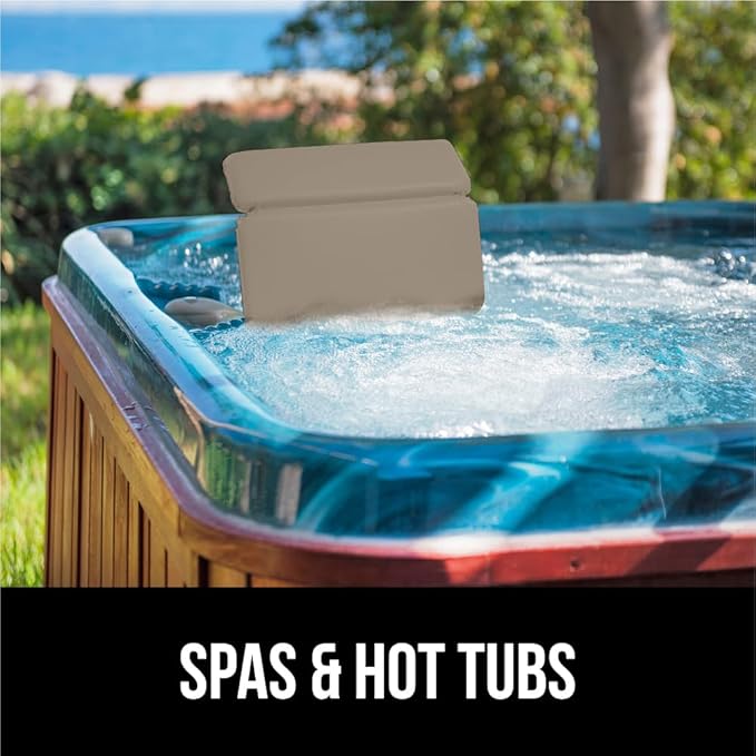 GORILLA GRIP Bath Pillow for Tub, Improved Suction Cups, Luxury Bathtub Pillows, Headrest for Neck and Back Support, Relaxing Home Spa, Hot Tubs and Bathroom Essentials, Gifts for Women, 2 Panel Beige