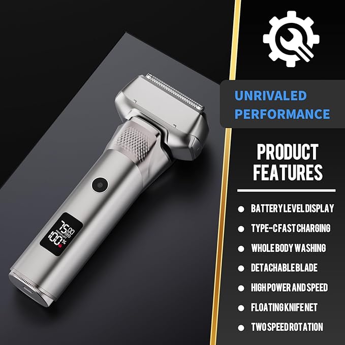 Electric Razor for Men Professional Detachable Wet/Dry Electric Foil Shaver with Pop-up Trimmer 70 Minute Runtime, Rechargeable Precision Trimmer (Black)