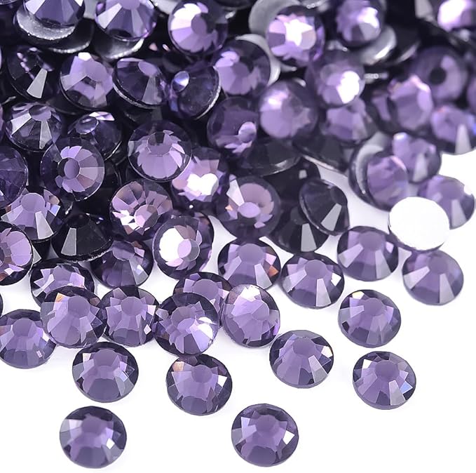 Blinginbox Flatback Rhinestones Bulk,14400pcs Crystal Round Loose Gemstones Glass Rhinestones for Crafts Makeup Nail Art Clothes Shoes DIY Decorations(SS10,2.7-2.9mm,Tanzanite)