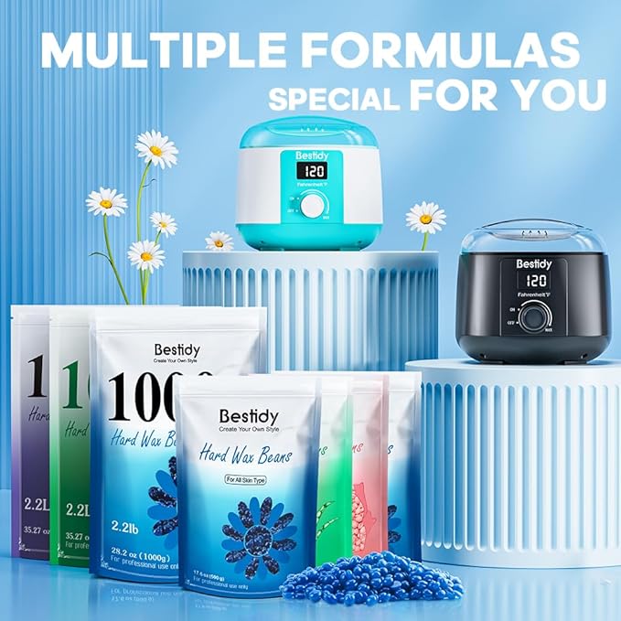 Bestidy Wax Beads, Bagged 500g/1.1lb/17.6oz, Waxing beans for Hair Removal, Women Men, Home Waxing for All Body and Brazilian Bikini Areas (500g)