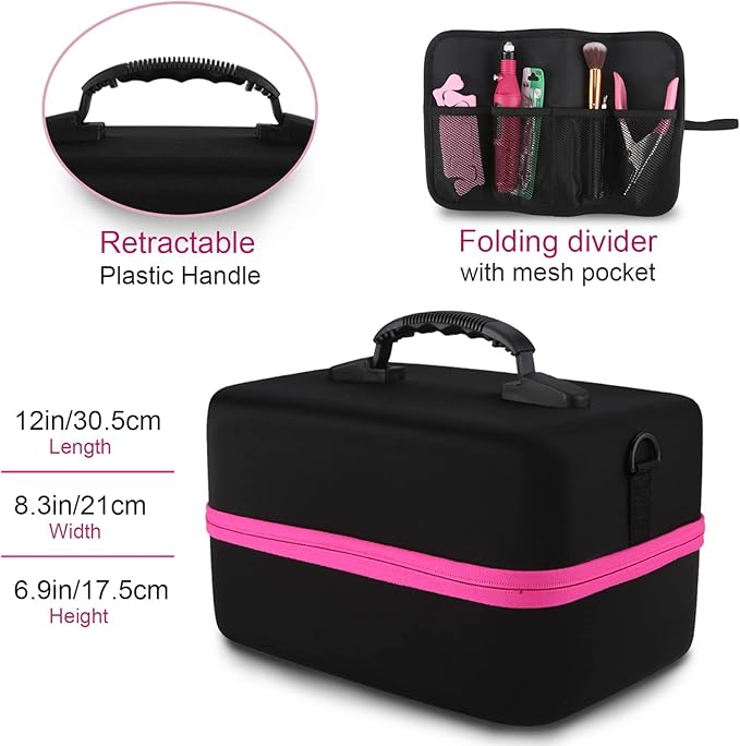 Nail Polish Organizer Case, 42+ Bottles Nail Polish Storage Supplies Organizer Nail Bags Box Organizer Carrying Case for Nail Stuff, Tool, Nail Kit Bag Box Holder for Salon Home DIY Nail Tech Gift