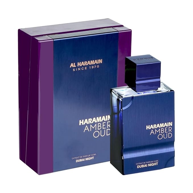 Al Haramain Amber Oud Dubai Night Edition for Unisex - Arabian Perfume for Women & Men - Woody Fragrance with Saffron, Bergamot, Agarwood, Amber - Arabic Perfume - Extrait De Parfum - 3.4 oz EDP Spray