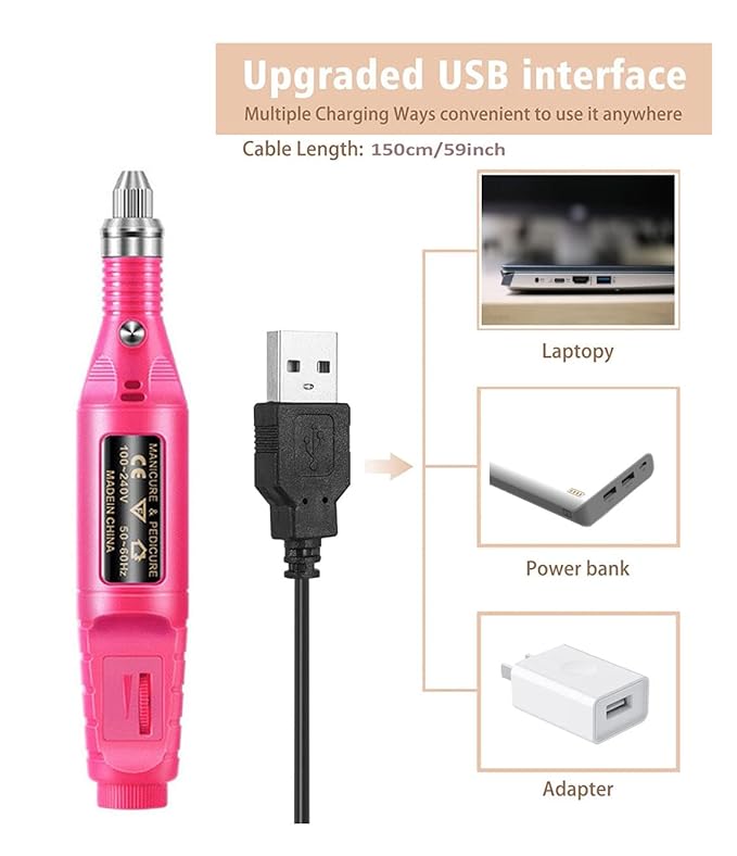 Major Dijit Portable USB Electric Nail Drill Set Polish Pen File Kit,36W Nail Lamp Gel Manicure Dryer Lamp,Acrylic Nail 3D Art Drill Dryer Manicure Supplies, Nail Files Tool Polish Decorating