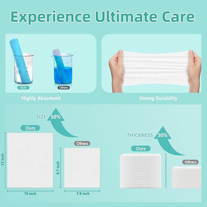 Face Towels, 10"×12" Disposable Face Towel, Face Towelettes XL, Ultra Soft Makeup Remover Dry Wipes, Thick Face Towel for Cleansing,100 Count (2 Pack)