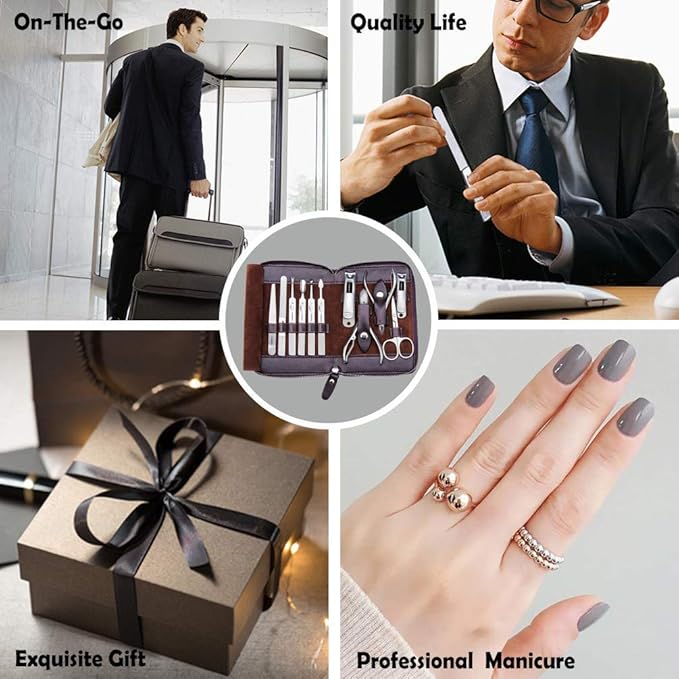 Manicure Set, FAMILIFE Nail Clippers Set Professional Manicure Kit 11 in 1 Stainless Steel Pedicure Tools Kit Grooming Kit and Gifts for Men, FAMILIFE Manicure Set Nail Clippers Pedicure Kit Manicure