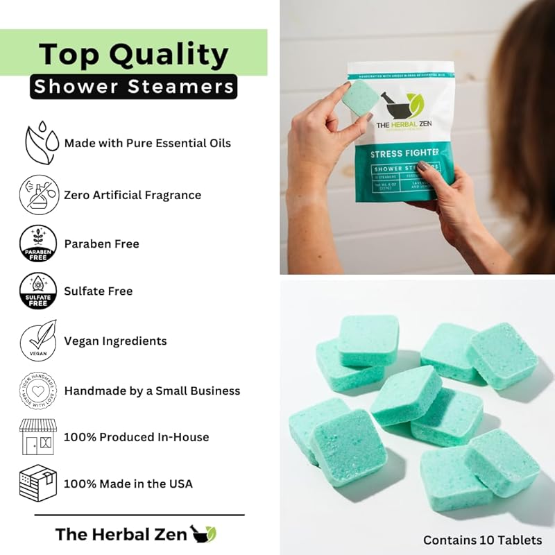 Stress Fighter Shower Steamers Aromatherapy with Essential Oils, Made in the USA Shower Bombs, Shower Bomb Aromatherapy, Relaxing Gifts for Women, Spa Day Gift, Mothers Day Gift