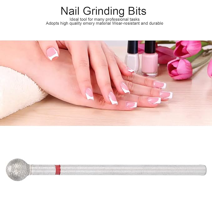 Nail Drill Bits, 50pcs Spherical Nail Drill Bits Set Dead Skin Removal Nail File Bits Grinding Head Accessory for Acrylic Gel Nails Cuticle Manicure Pedicure(5.0mm)