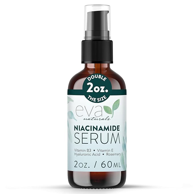 Eva Naturals Niacinamide 5% Serum for Face – B3 Pore Minimizer, Acne Treatment & Dark Spot Corrector with Hyaluronic Acid, Vitamin E, Aloe & Neem – Anti-Aging, Non-Greasy, Hydrating, 2oz