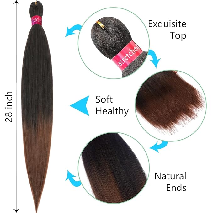 Pre-stretched Braiding Hair, Original Braid Hair Extensions, Hot Water Setting Crochet Hair Braids, Yaki Texture Easy Braiding Hair