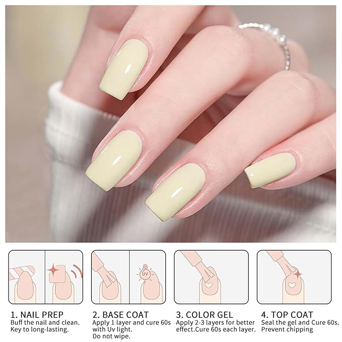 JR 9 Pcs 0.5oz Gel Polish Kit 9 Bright Shades for Beach Vacations & Pool Parties, Quick Dry, Fade-Proof & Non-Toxic Soak Off Polish Home DIY Gift E Yellow Series