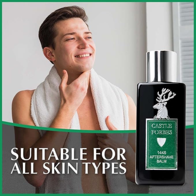 Castle Forbes 1445 Aftershave Balm For Men, 5 fl.oz. | Moisturizing After Shave Lotion w/ Essential Oils | Soothing & Refreshing Face Balm | Alcohol Free Post Shave Skincare For All Skin Types