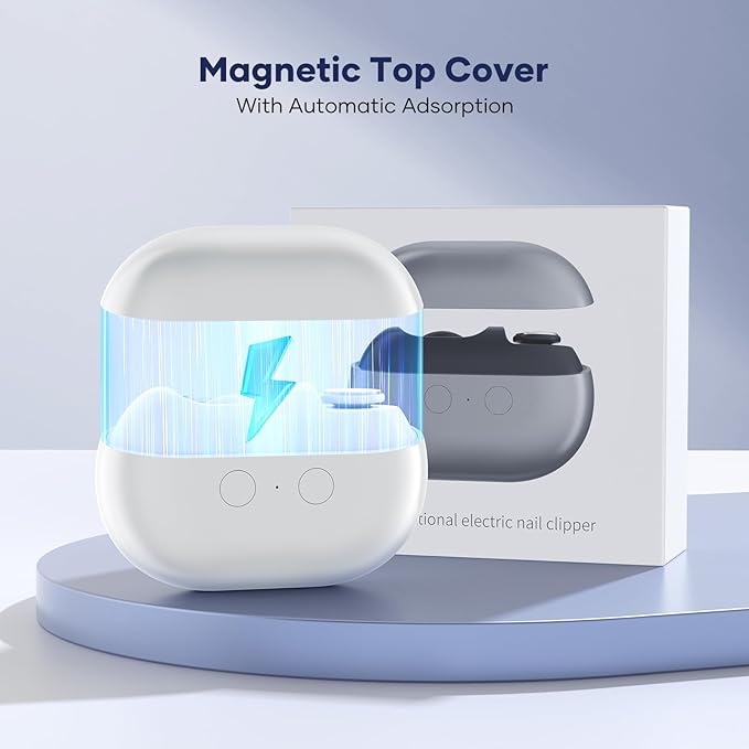 Acina 2025 Upgraded Electric Nail Clipper with LED Light & Clip Storage, USB Rechargeable Automatic Nail Trimmer for Baby Kids Adults Seniors, Portable Travel-Friendly Nail Clippers(White, Large)