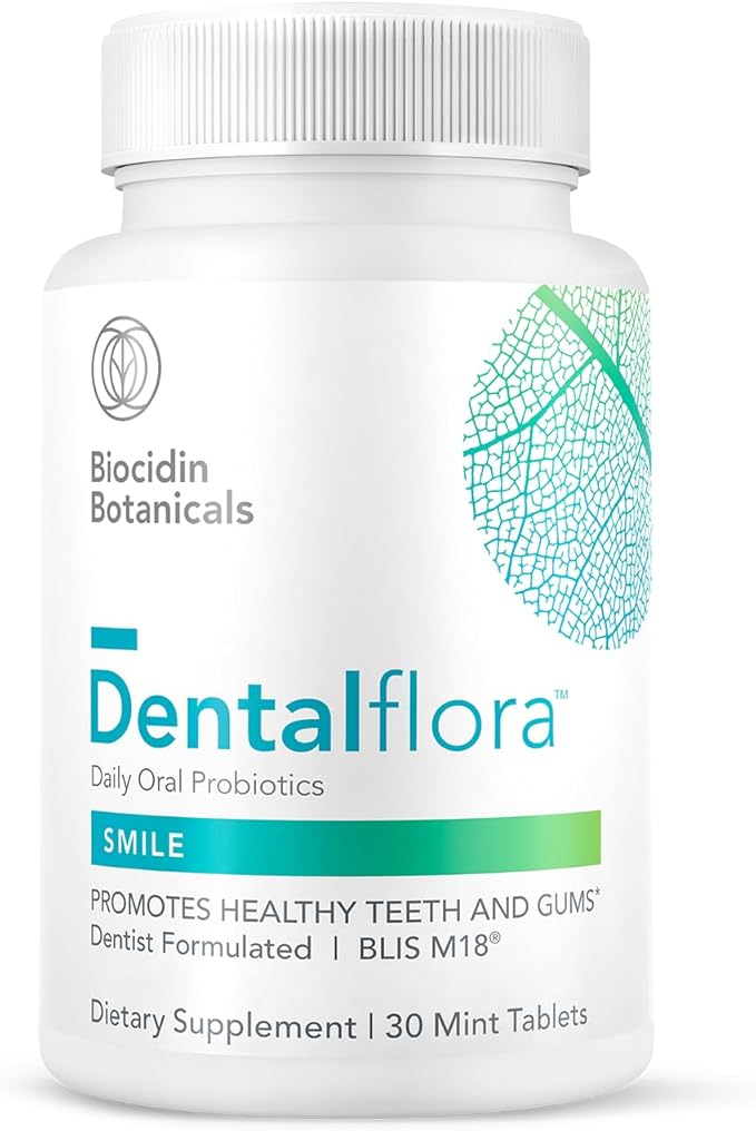 Bio-Botanical Research Dentalflora Oral Probiotic - Supports Oral Microbiome & Teeth Care - Helps Reduce Formation of Dental Plaque - Breath Freshener for Women, Men & Kids (30 Mint Fresh Tablets)