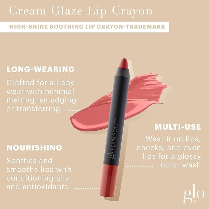 Glo Skin Beauty Cream Glaze Lip Crayon | New Neutral Shades, Earthy Neutral Rose (Trademark)