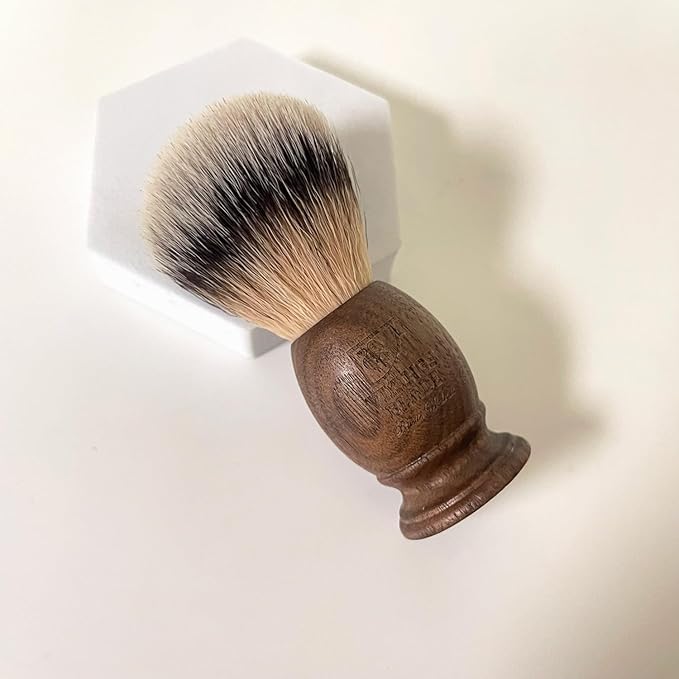 Wooden Shaving Brush for Men by VIKINGS BLADE, Super Strong Knot Backbone, Minimal Shedding, Fast Lather, Extremely Smooth & Plush on Skin (Rustic Walnut)