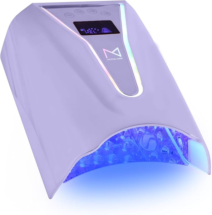 M - Crystal Cure 128W UV/LED Nail Lamp | Fast Curing with 45 Powerful LEDs | Cordless, Rechargeable, Auto Sensor |Gift Mom Professional Gel Nail Dryer for Manicures & Pedicures (Violet)