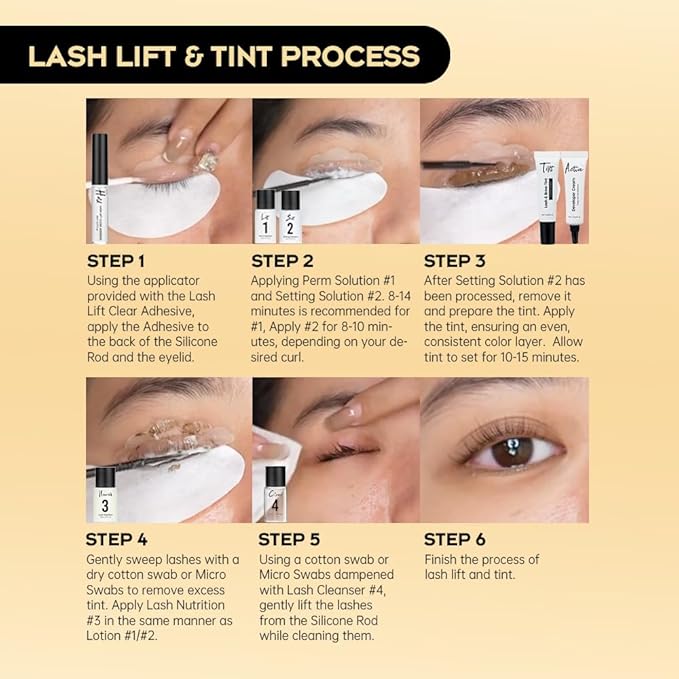 GOLLEE Lash Lift and Black Color Kit Brow Lamination Kit Black Eyelash & Eyebrow Set Eyelash Perm Kit With Detail Instruction and Complete Tools Easy For Beginner Achieve Salon-Quality at Home