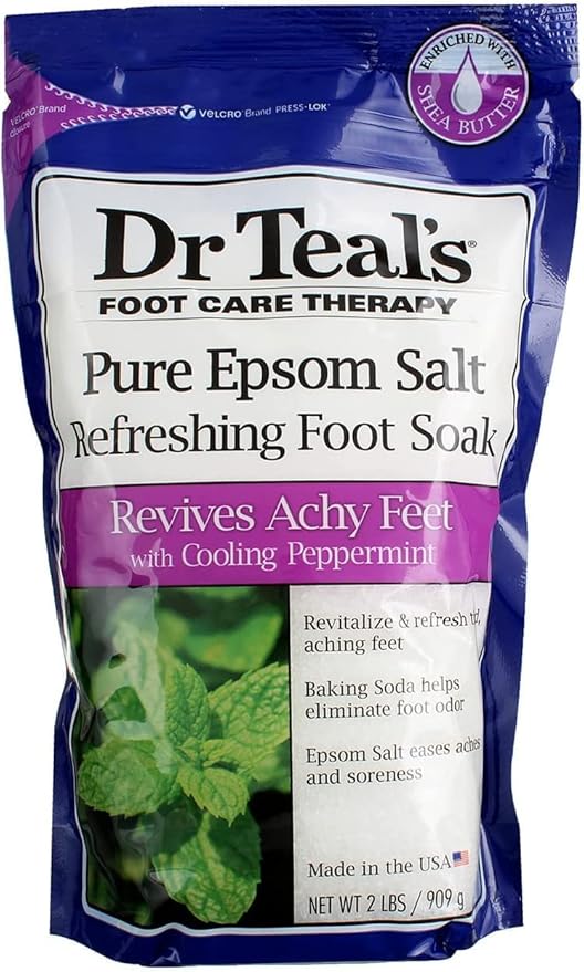 Dr. Teal's Peppermint Foot Soak Gift Set (3 Pack, 2lb Ea.) - Revitalize & Refresh Cooling Peppermint with Essential Oils Blended with Pure Epsom Salt - Ease Aches & Pains, Baking Soda Eliminates Odor