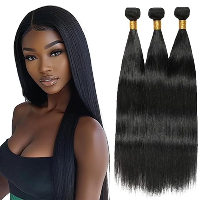 Color #1B Human Hair Bundles Black Straight Bundles Brazilian 12 14 16 Inch Natural Color Straight Human Hair Soft and Silky for Women