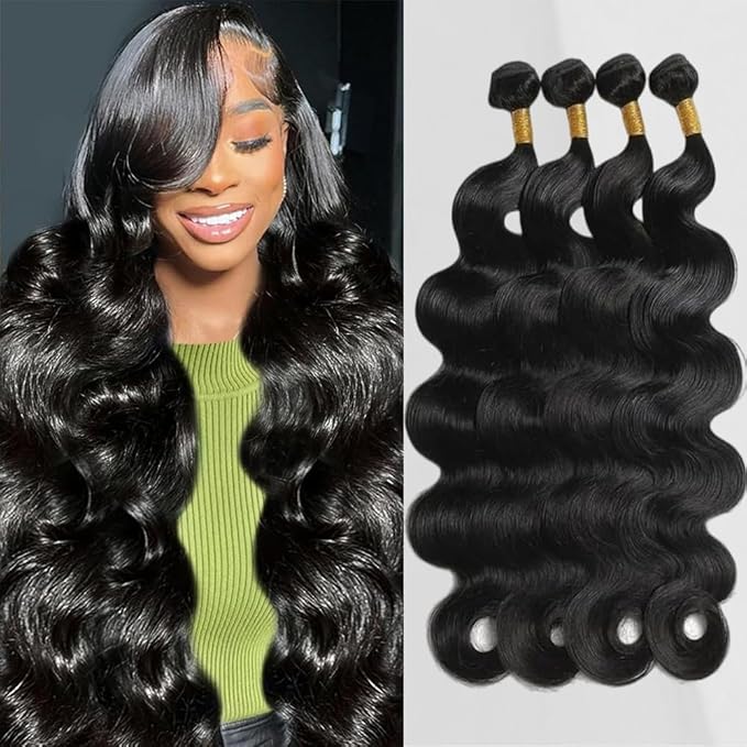 Body Wave Bundles 22 24 26 28 Inch 12A Brazilian Wavy Human Hair Bundles Natural Black Human Hair Extensions Real Human Hair For Women