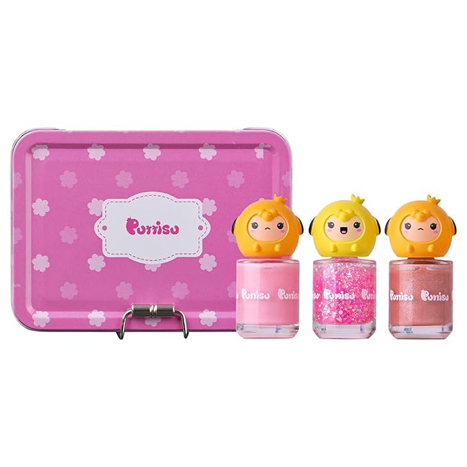 3-Color Nail Art kit non-toxic water-based peel-off kids nail polish gift set (Macaron)