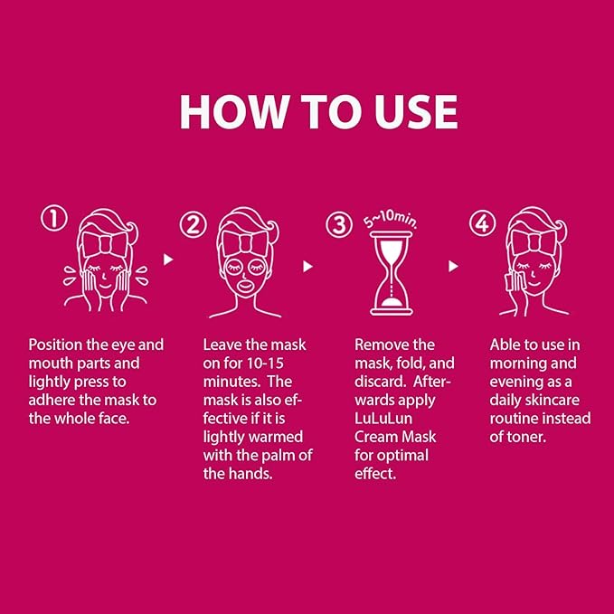 Lululun 7 EA Facial Sheet Mask for Anti-Aging & Firm Skin Women & Men, Hydrating & Moisturizing Face Sheet Mask with Zijube Extract, Organic & Natural Daily Japanese Skincare, Over 45 Camelia Pink