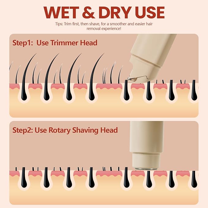 2025 New Electric Bikini Trimmer for Women, 2-in-1 Dual Head Shaver, Womens Electric Razor (Beige)