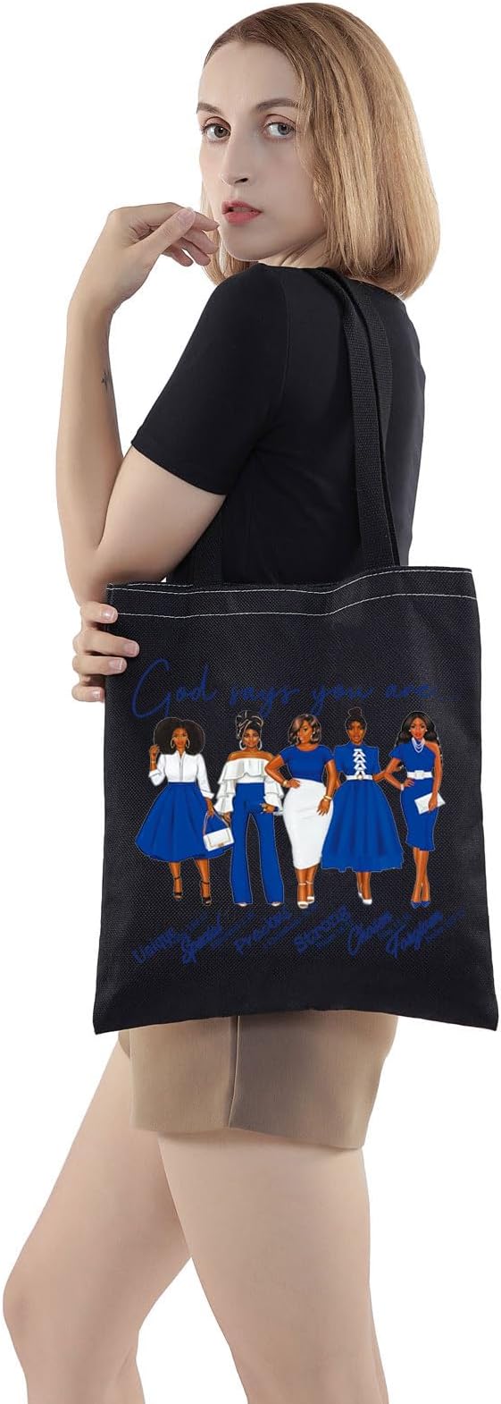 WZMPA Sorority Zeta Cosmetic Makeup Bag Finer Women Gift God Says You Are Sorority Makeup Zipper Pouch Bag Zeta Paraphernalia (God Says Zeta T-BL)