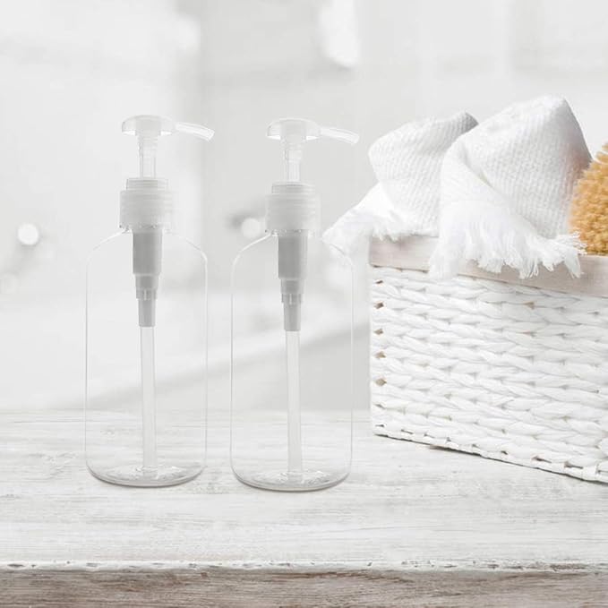 Yebeauty Soap Dispenser, 3 Pack 10oz/300ml Empty Refillable Pump Bottle Modern Liquid Plastic Shampoo and Conditioner Bottles Large Body Wash Dispenser for Shower, Clear
