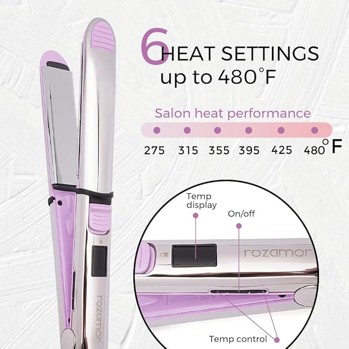 2-in-1 Titanium Ionic Flat Iron,Professional Hair Straightener & Curler, Fast Heating, Dual Voltage, Pink, for All Hair Types