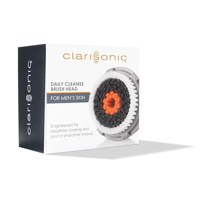 Clarisonic Men's Facial Cleansing Brush Head Replacement Compatible with Mia 1, Mia 2, Mia Fit, Alpha Fit, Smart Profile Uplift and Alpha Fit X, 2 Count