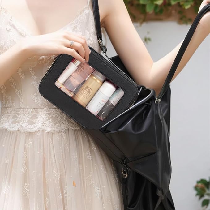 Clear Makeup Bag, Small Makeup Bag TSA Approved Toiletry Bag Cosmetic Travel Bag Cute Makeup Bag Organizer Makeup Case Pouch Car Essentials for Women Men