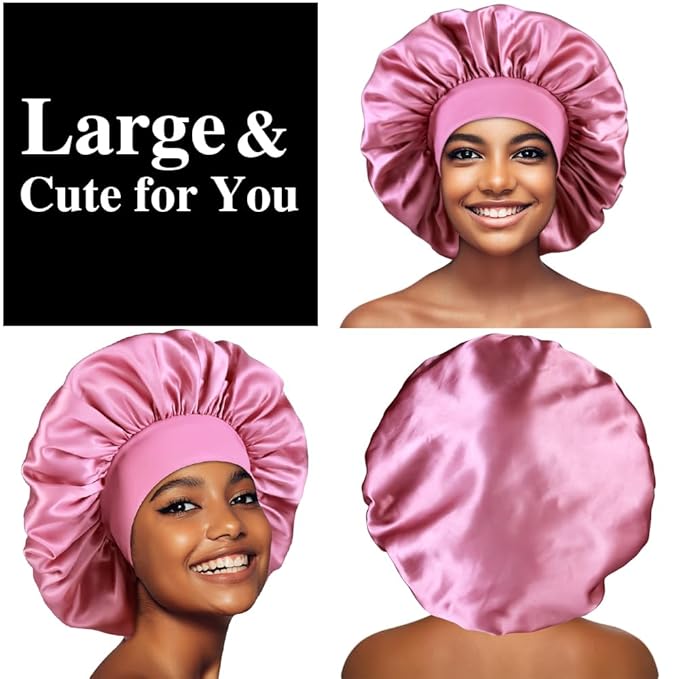 12pcs Large Satin Bonnets for Sleeping, Silky Hair Bonnet for Black Women Braid Curly Hair