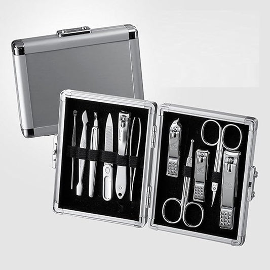 World No.1 THREE SEVEN 777 Manicure Pedicure All-in-One Grooming Kit - Nail Clippers (11 PC, TS-16000VC) Hard Case International Version (Silver)