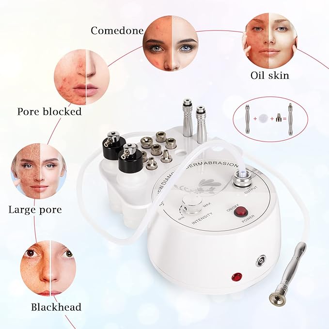 3 in 1 Diamond Microdermabrasion Machine, Professional Microdermabrasion Device with Vacuum Spray, Beauty Facial Skin Care Dermabrasion Equipment for Salon Personal Home Use