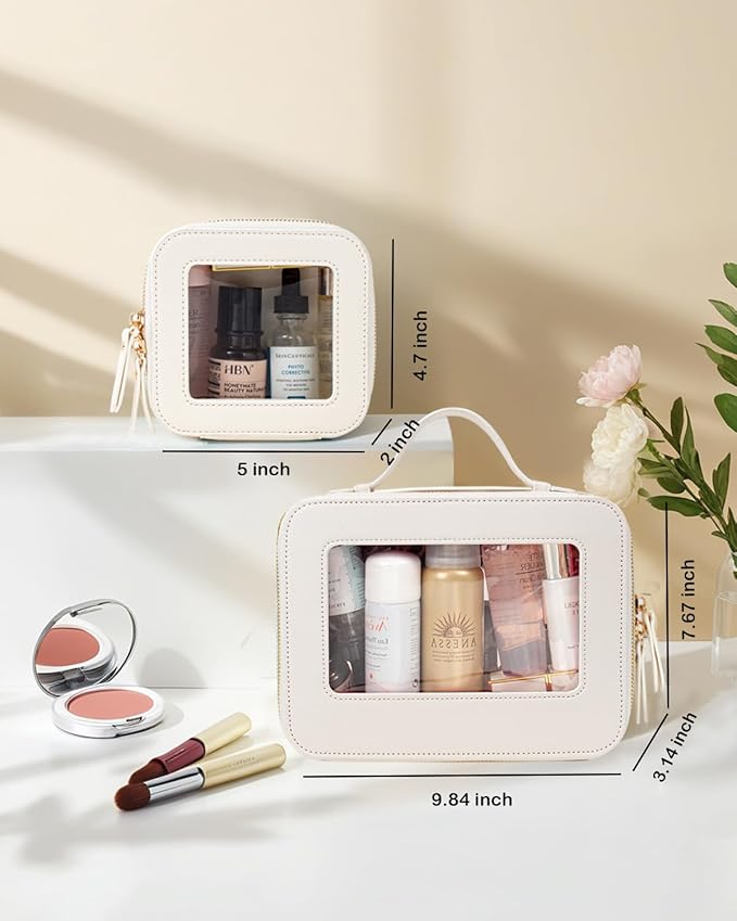 Clear Makeup Bag, Small Makeup Bag TSA Approved Toiletry Bag Cosmetic Travel Bag Cute Makeup Bag Organizer Makeup Case Pouch Car Essentials for Women Men