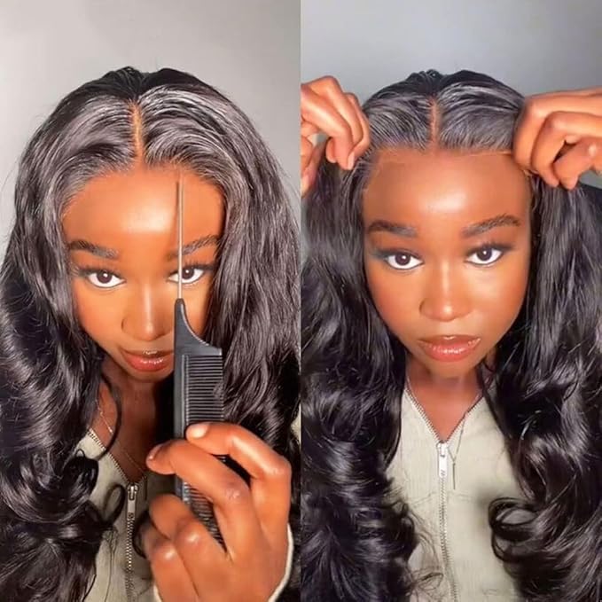4x4 Wear and Go Glueless Human Hair Wigs Pre Plucked Pre Cut with Baby Hair 24 Inch Body Wave HD Lace Closure Wigs Human Hair 150% Density 4x4 Brazilian Virgin Lace Front Human Hair Wigs for Women