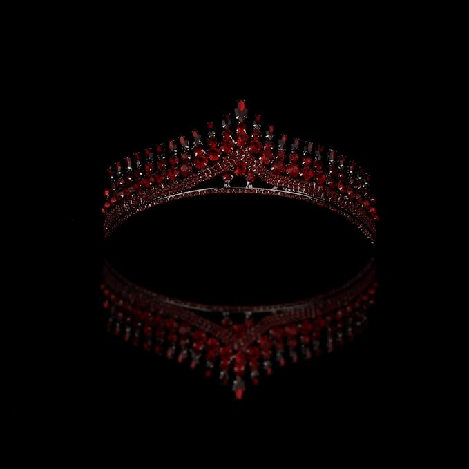 LIMELIA Women's Tiara for Henna Wedding Party|Glitter Hair Accessories for Bridal Birthday Pageant Prom Halloween Cos-play Christmas Party|Antares-Burgundy