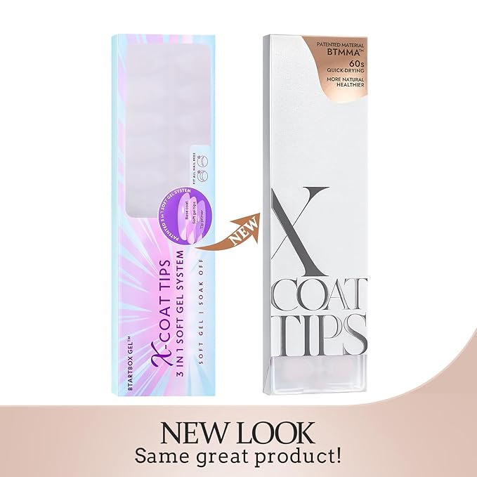 BTArtboxnails XCOATTIPS Gel Nail Kit - Short Coffin French Tip Press on Nails Kit, Brown Soft Gel Nail Tips with Nail Gel, French Protecing Duo and Nail Lamp for Gift Home DIY