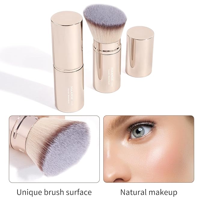 MAANGE Makeup Brush Set 10 Pcs Makeup Brushes with Zipper Bag, Double-End Multi-functional Makeup Brushes for Blending Liquid Powder Concealer Cream Blush Buffe, Champagne Gold