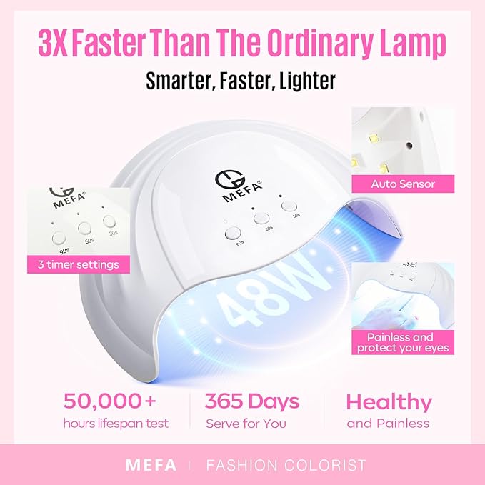 MEFA 32 Colors Gel Nail Polish Kit with U V Light, Spring Gel Nail Kit Pastel Pink Blue Glitter Gel Nail Polish Set Manicure Tool Nail Art Decorations Gift