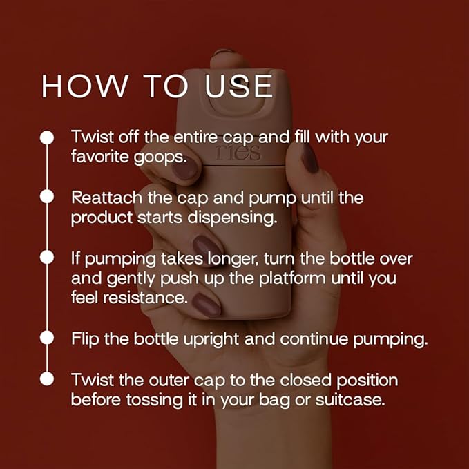 Starter Set Toiletry Travel Bottles – Set of 3 (1.7oz) Airless Pump Containers for Shampoo, Conditioner, Body, Face – Leak-Proof, TSA-Approved, Dishwasher Safe- (Outlier Sand)