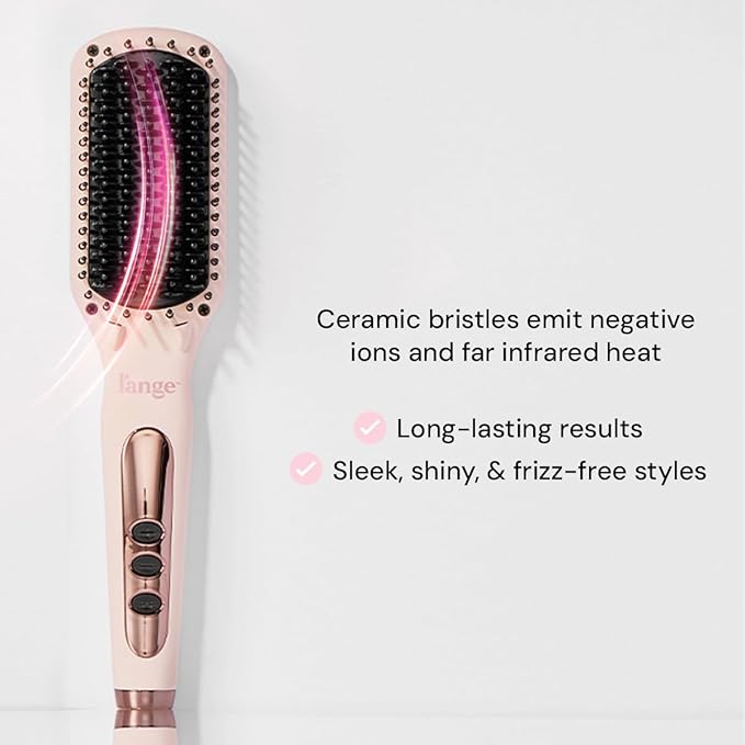 L'ANGE HAIR Le Vite Straightening Brush | Heated Straightener Flat Iron for Smooth, Anti Frizz Hair | Dual-Voltage Electric Brush Straightener | Hot Brush for Styling